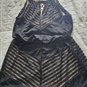 London Times Black and Cream Maxi Dress